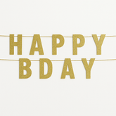 Gold "Happy Bday" Spark Celebration Banner - 6ft